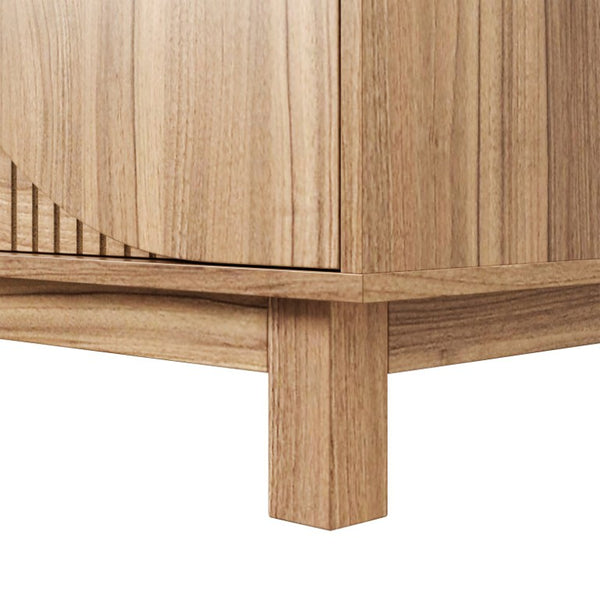 English Elm Modern Fluted Six Drawer Dresser Engineered Wood Storage Chest for Bedroom or Entryway Light Natural Brown N739C000005N