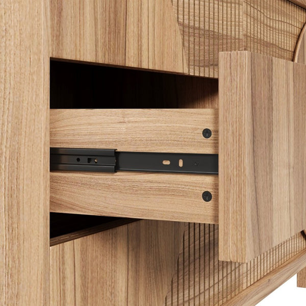 English Elm Modern Fluted Six Drawer Dresser Engineered Wood Storage Chest for Bedroom or Entryway Light Natural Brown N739C000005N