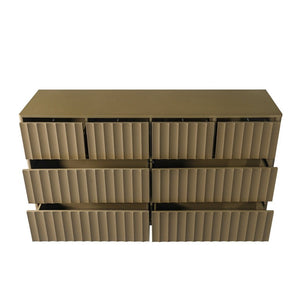 English Elm Mid Century Fluted 8 Drawer Dresser with Push Open Design and Solid Wood Legs Olive Green N739SC00003F