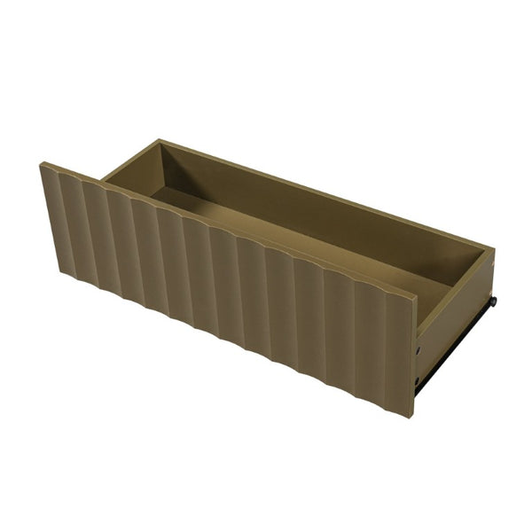 English Elm Mid Century Fluted 8 Drawer Dresser with Push Open Design and Solid Wood Legs Olive Green N739SC00003F