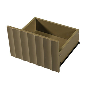 English Elm Mid Century Fluted 8 Drawer Dresser with Push Open Design and Solid Wood Legs Olive Green N739SC00003F