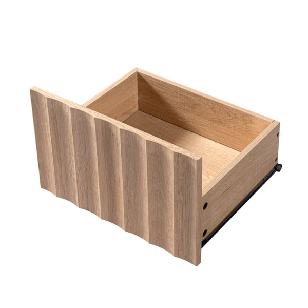 English Elm Mid Century Fluted 8 Drawer Dresser with Push Open Design and Solid Wood Legs Oak N739SC00003T