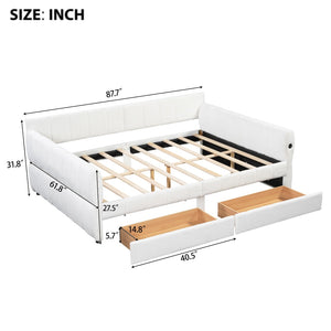 English Elm Queen Lambswool Platform Bed with Storage Drawers Usb Charging Boutique Style N7500000601K-1