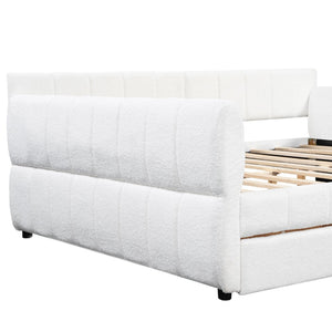 English Elm Queen Lambswool Platform Bed with Storage Drawers Usb Charging Boutique Style N7500000601K-1
