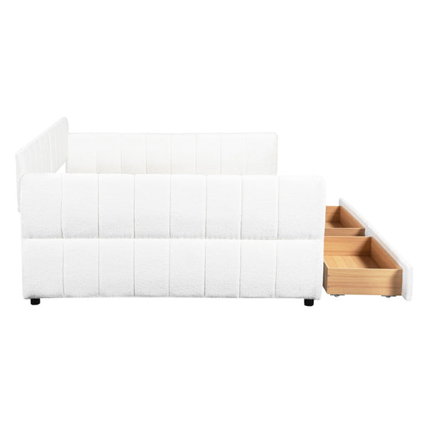 English Elm Queen Lambswool Platform Bed with Storage Drawers Usb Charging Boutique Style N7500000601K-1