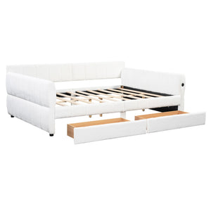 English Elm Queen Lambswool Platform Bed with Storage Drawers Usb Charging Boutique Style N7500000601K-1