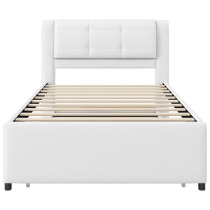 English Elm Twin Upholstered Platform Bed with Adjustable Trundle Linen Headboard Guest Room Beige N7500000614A