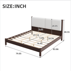 English Elm Wooden King Platform Bed Solid Frame PU Leather Headboard Minimalist Modern Suite Espresso N7500000754P
