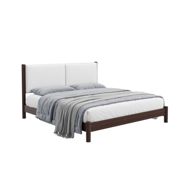 English Elm Wooden King Platform Bed Solid Frame PU Leather Headboard Minimalist Modern Suite Espresso N7500000754P