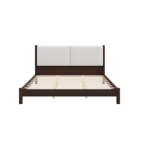 English Elm Wooden King Platform Bed Solid Frame PU Leather Headboard Minimalist Modern Suite Espresso N7500000754P