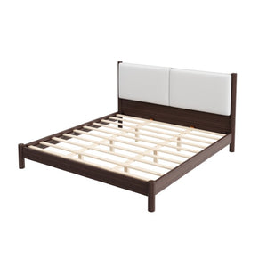 English Elm Wooden King Platform Bed Solid Frame PU Leather Headboard Minimalist Modern Suite Espresso N7500000754P