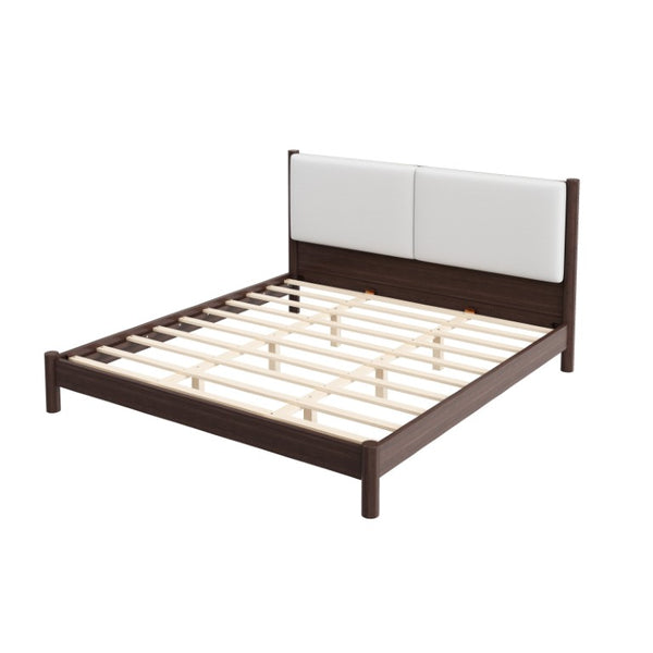 English Elm Wooden King Platform Bed Solid Frame PU Leather Headboard Minimalist Modern Suite Espresso N7500000754P