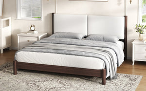 English Elm Wooden King Platform Bed Solid Frame PU Leather Headboard Minimalist Modern Suite Espresso N7500000754P