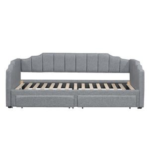 English Elm Twin Xl Expandable Linen Daybed with Led Armrests and Under Bed Storage Drawers N7500002061D