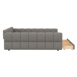 English Elm King Lambswool Upholstered Platform Bed with Usb Charging and Under Bed Storage Gray N7500002239E