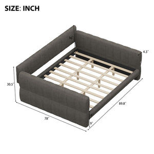 English Elm King Lambswool Upholstered Platform Bed with Usb Charging and Low-profile Frame Gray N7500002245E