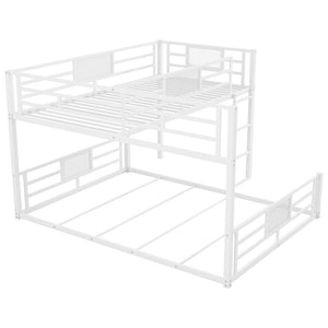 English Elm L-shaped Metal Twin Over Full Bunk Bed White Steel Frame Kids Guest Room Saver N750P196510K