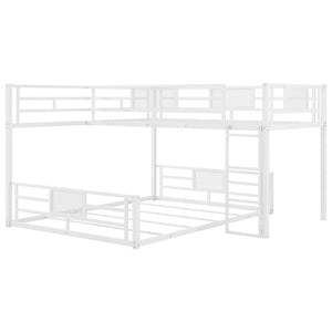 English Elm L-shaped Metal Twin Over Full Bunk Bed White Steel Frame Kids Guest Room Saver N750P196510K