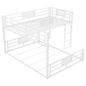 English Elm L-shaped Metal Twin Over Full Bunk Bed White Steel Frame Kids Guest Room Saver N750P196510K