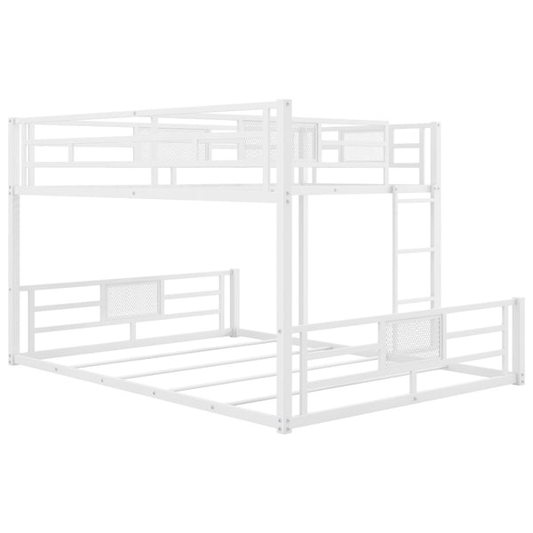 English Elm L-shaped Metal Twin Over Full Bunk Bed White Steel Frame Kids Guest Room Saver N750P196510K
