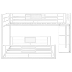 English Elm L-shaped Metal Twin Over Full Bunk Bed White Steel Frame Kids Guest Room Saver N750P196510K