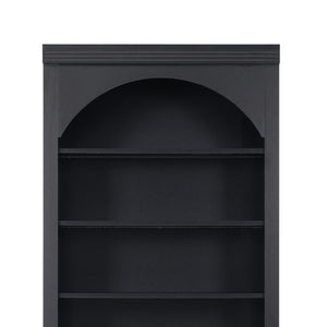 English Elm Tall Arched LED Bookcase with Adjustable Open Shelves and Lower Cabinet for Home Office Black N751P455898B