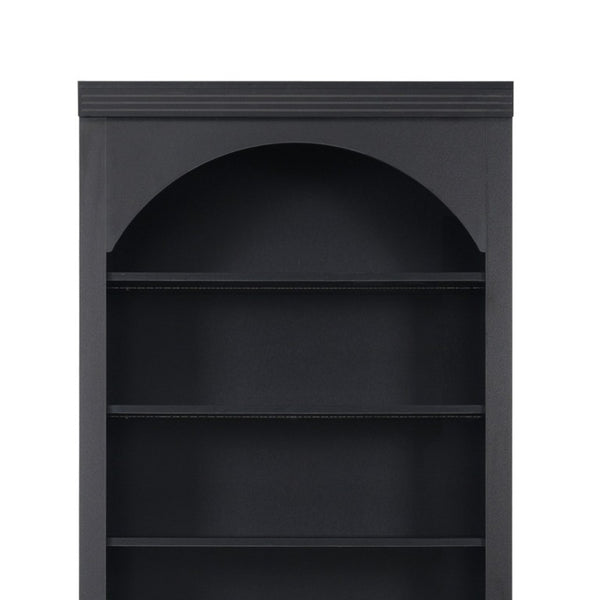 English Elm Tall Arched LED Bookcase with Adjustable Open Shelves and Lower Cabinet for Home Office Black N751P455898B
