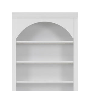 English Elm Tall Arched LED Bookcase with Adjustable Open Shelves and Lower Cabinet for Home Office White N751P455898K