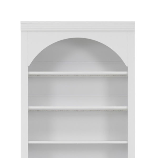 English Elm Tall Arched LED Bookcase with Adjustable Open Shelves and Lower Cabinet for Home Office White N751P455898K