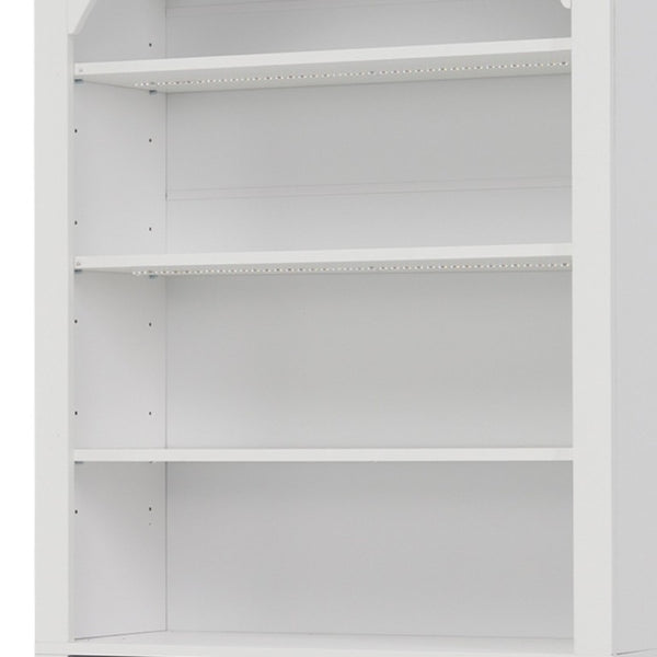 English Elm Tall Arched LED Bookcase with Adjustable Open Shelves and Lower Cabinet for Home Office White N751P455898K