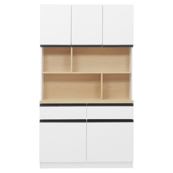 English Elm Large Two-Tone Walnut Bookcase with Enclosed Cabinets Drawers and Open Display Shelving N751S488901K