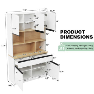 English Elm Large Two-Tone Walnut Bookcase with Enclosed Cabinets Drawers and Open Display Shelving N751S488901K