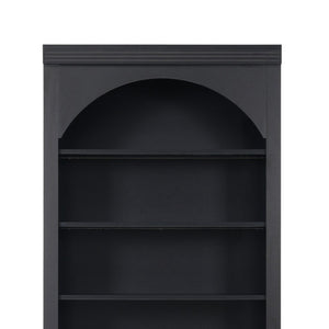 English Elm Tall Arched Bookcase with LED Lit Shelves and Cabinet Storage for Modern Living Rooms N751S819558B