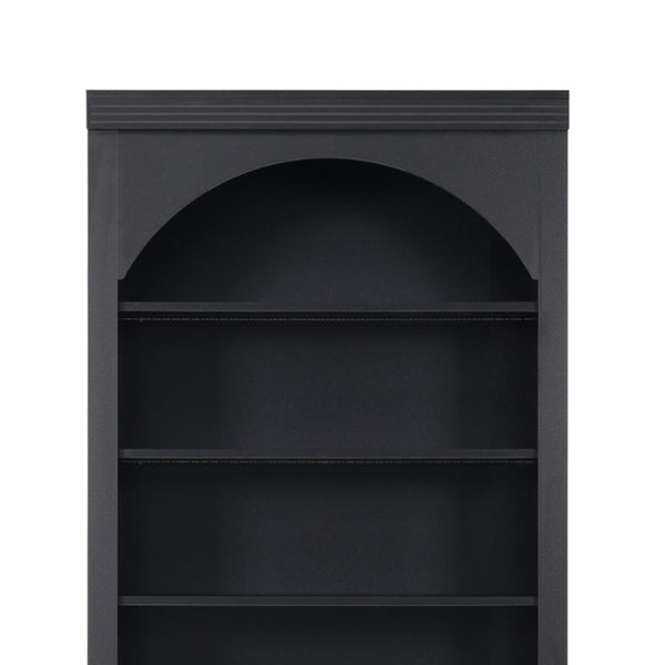 English Elm Tall Arched Bookcase with LED Lit Shelves and Cabinet Storage for Modern Living Rooms N751S819558B