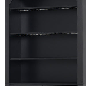 English Elm Tall Arched Bookcase with LED Lit Shelves and Cabinet Storage for Modern Living Rooms N751S819558B