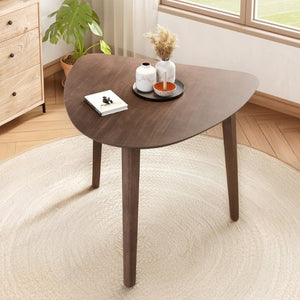 English Elm Triangular Corner Side Table with Rubberwood Legs and MDF Top for Modern Living Rooms Brown N752P367429D