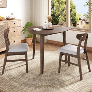 English Elm Triangular Corner Side Table with Rubberwood Legs and MDF Top for Modern Living Rooms Brown N752P367429D