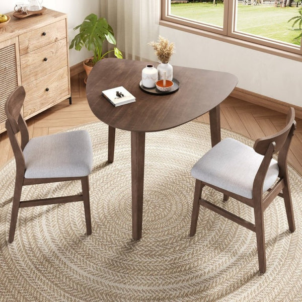 English Elm Triangular Corner Side Table with Rubberwood Legs and MDF Top for Modern Living Rooms Brown N752P367429D