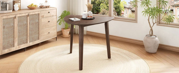 English Elm Triangular Corner Side Table with Rubberwood Legs and MDF Top for Modern Living Rooms Brown N752P367429D