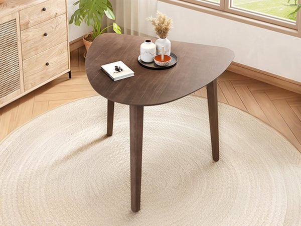 English Elm Triangular Corner Side Table with Rubberwood Legs and MDF Top for Modern Living Rooms Brown N752P367429D