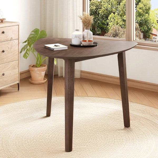 English Elm Triangular Corner Side Table with Rubberwood Legs and MDF Top for Modern Living Rooms Brown N752P367429D