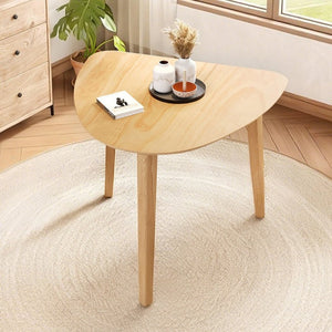 English Elm Triangular Corner Side Table with Rubberwood Legs and MDF Top for Modern Living Rooms Natural N752P367429N