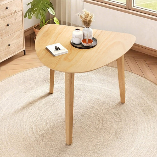 English Elm Triangular Corner Side Table with Rubberwood Legs and MDF Top for Modern Living Rooms Natural N752P367429N
