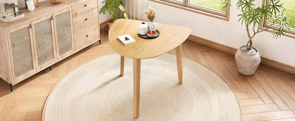 English Elm Triangular Corner Side Table with Rubberwood Legs and MDF Top for Modern Living Rooms Natural N752P367429N