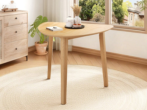 English Elm Triangular Corner Side Table with Rubberwood Legs and MDF Top for Modern Living Rooms Natural N752P367429N