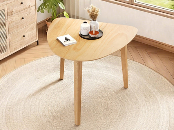 English Elm Triangular Corner Side Table with Rubberwood Legs and MDF Top for Modern Living Rooms Natural N752P367429N