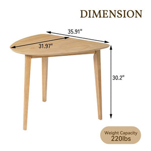 English Elm Triangular Corner Side Table with Rubberwood Legs and MDF Top for Modern Living Rooms Natural N752P367429N