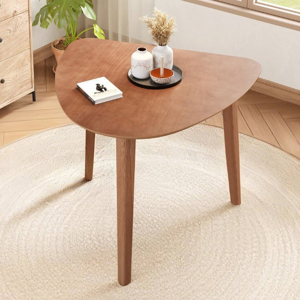 English Elm Triangular Corner Side Table with Rubberwood Legs and MDF Top for Modern Living Rooms Light Brown N752P367429P