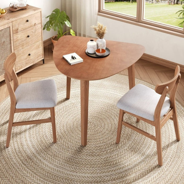 English Elm Triangular Corner Side Table with Rubberwood Legs and MDF Top for Modern Living Rooms Light Brown N752P367429P