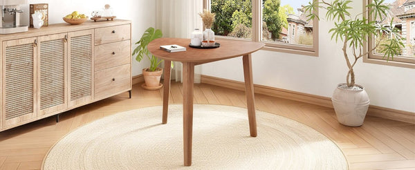 English Elm Triangular Corner Side Table with Rubberwood Legs and MDF Top for Modern Living Rooms Light Brown N752P367429P